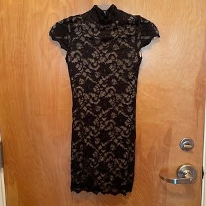Black lace high neck Bodycon dress